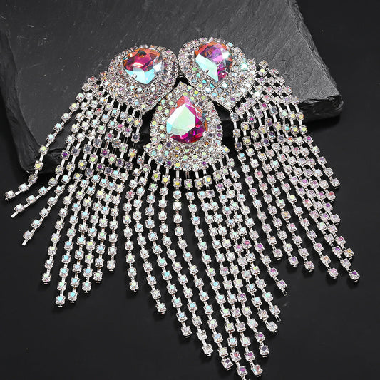 1PC Glitter Rhinestone Tassel Fringe Epaulette