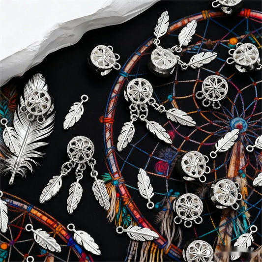 20/40/60PCS Boho Silver-Tone Dreamcatcher Charms & Spacer Beads