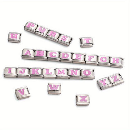 Pink Letter Stainless Steel Bead