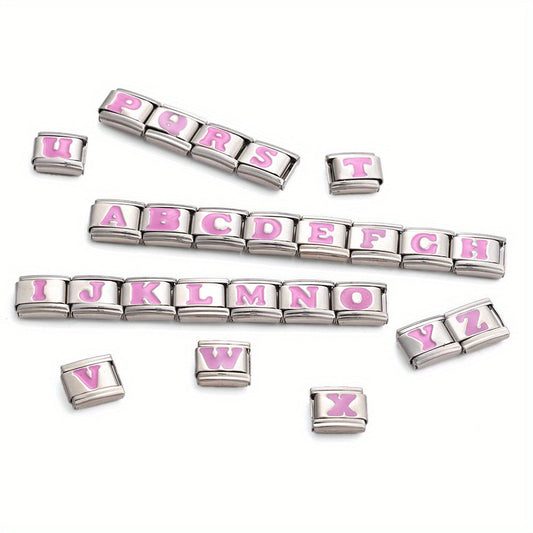 Pink Letter Stainless Steel Bead