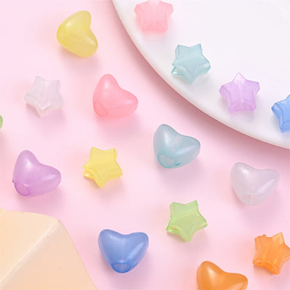 Luminous Star and Heart Acrylic Spacer Beads