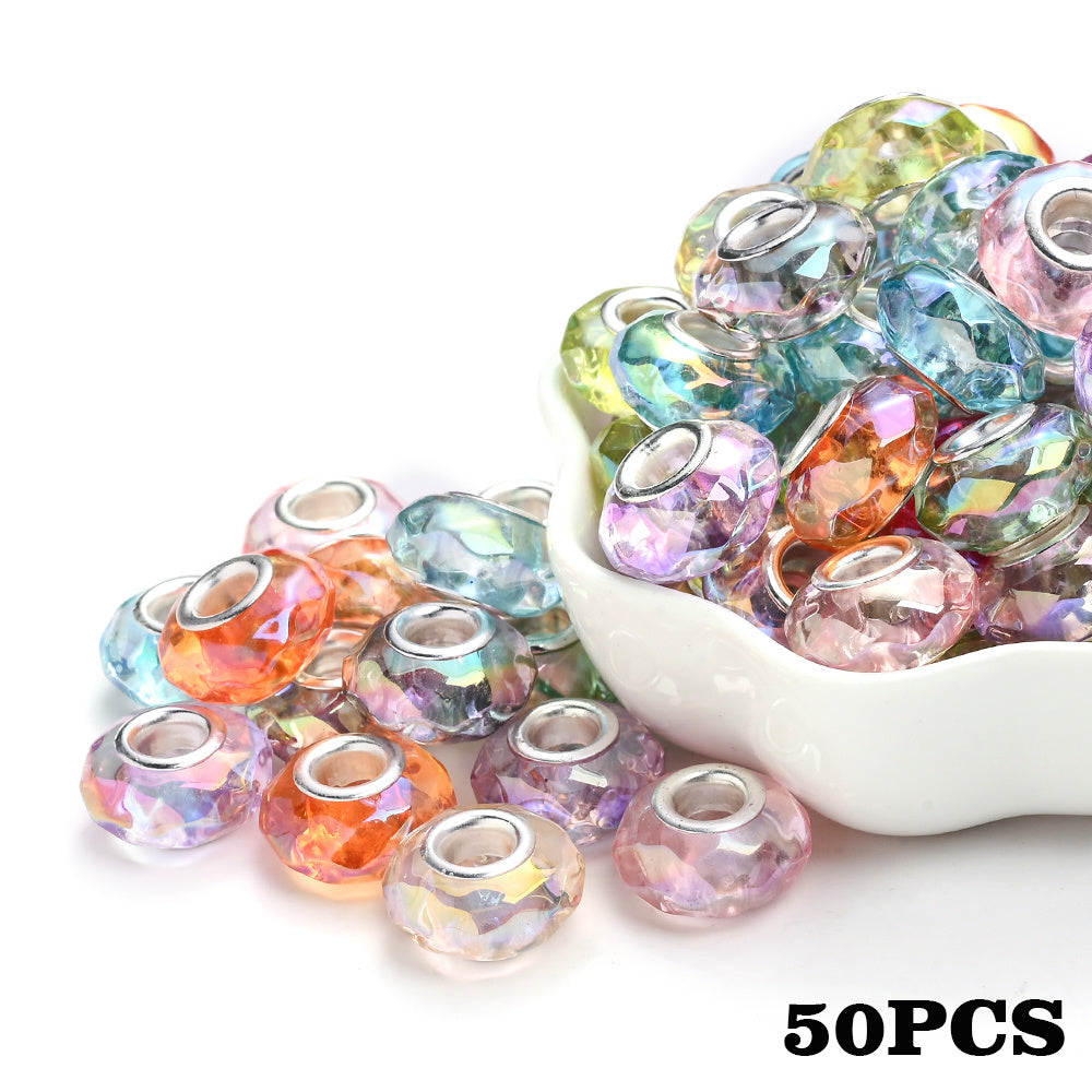 50pcs 9x14mm Acrylic Rhombus Round European Craft Beads