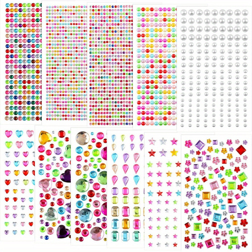 Acrylic Rhinestone Rainbow Self-Adhesive Stickers