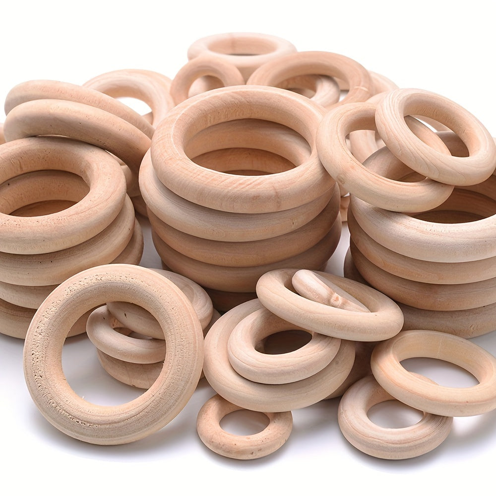 30PCS 15mm Natural Solid Wood Rings