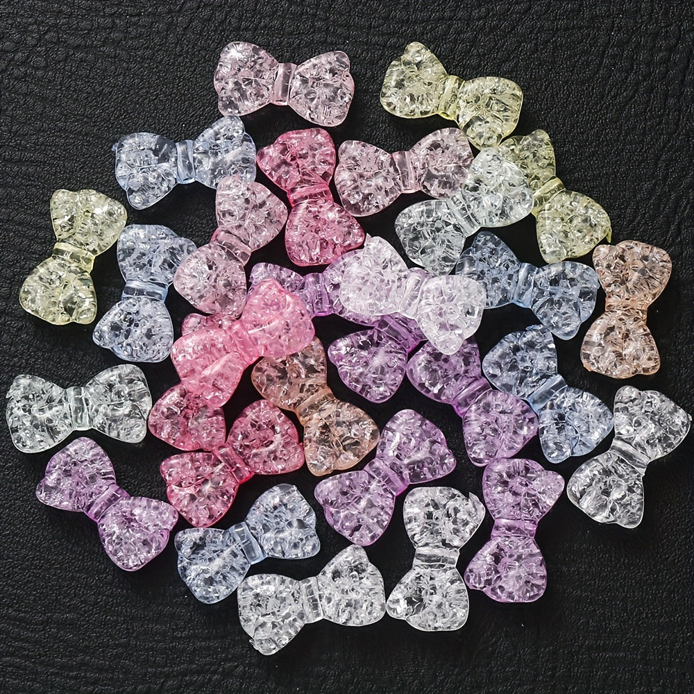 10PCS 16×29mm Vibrant Cracked Bow Acrylic Bead Set