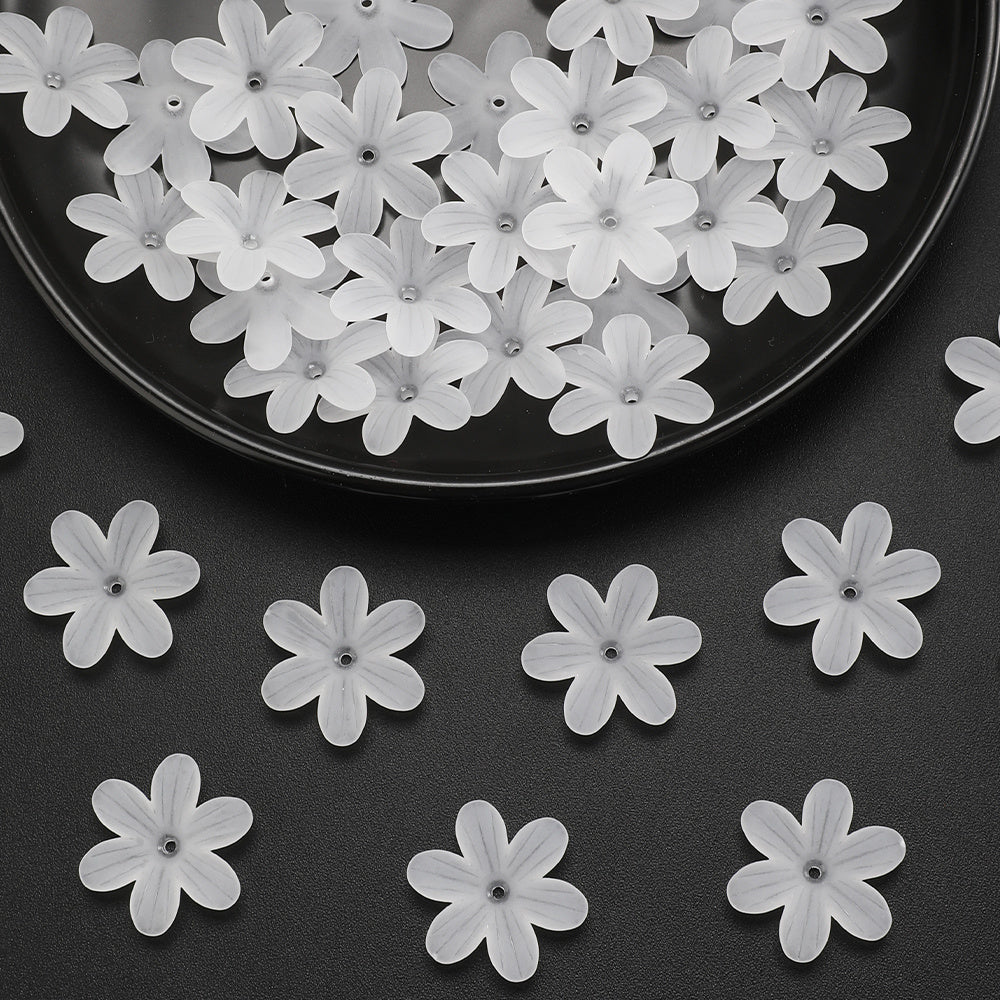 White Six-Valve Acrylic Beads