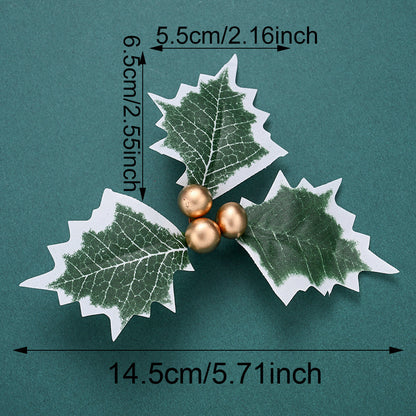 Simulated Christmas Green Leaves & Red Berry Decorations
