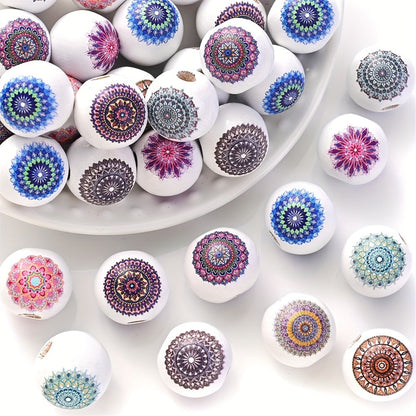 10PCS 16mm White Bohemian Wooden Spacer Bead Set