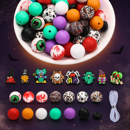 72-Piece Halloween Silicone Bead Set