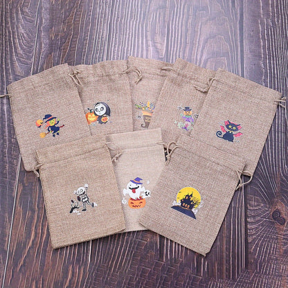 10PCS Reusable Halloween Drawstring Gift Bag Set