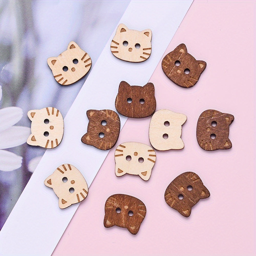 Kitten Wooden Buttons