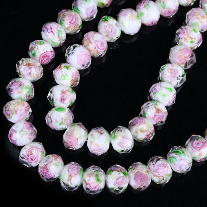 Faceted Rose Flower Glass Beads