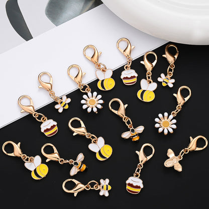 Bee and Daisy Enamel Pendant Charms