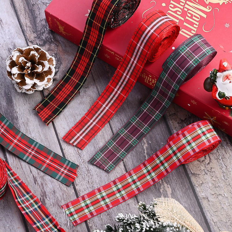 Christmas Plaid Polyester Ribbon