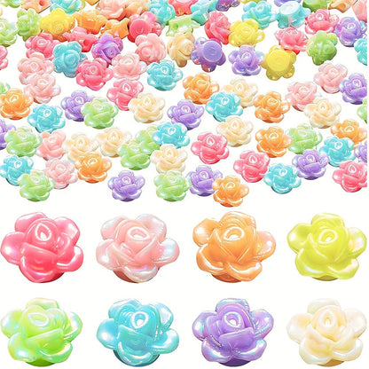 Mixed Color AB Shiny Flower Acrylic Beads