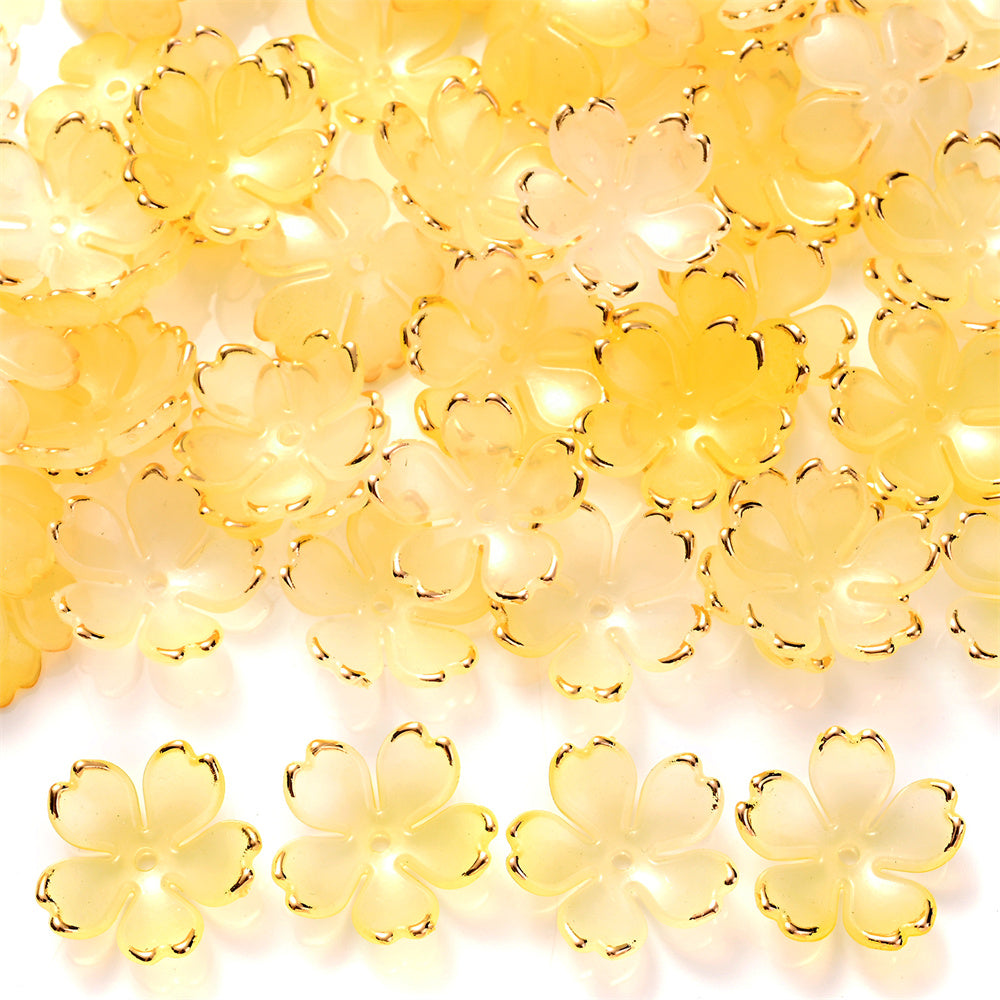 200PCS 19mm Colorful Five-Petal Flower Acrylic Beads