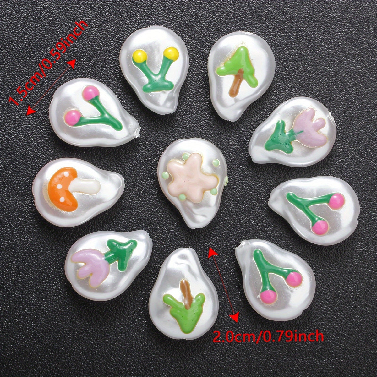 10PCS Water Drop Double-Sided Imitation Pearl Bead Set