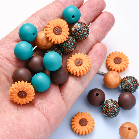 25-Piece Daisy-Shaped Silicone Beads