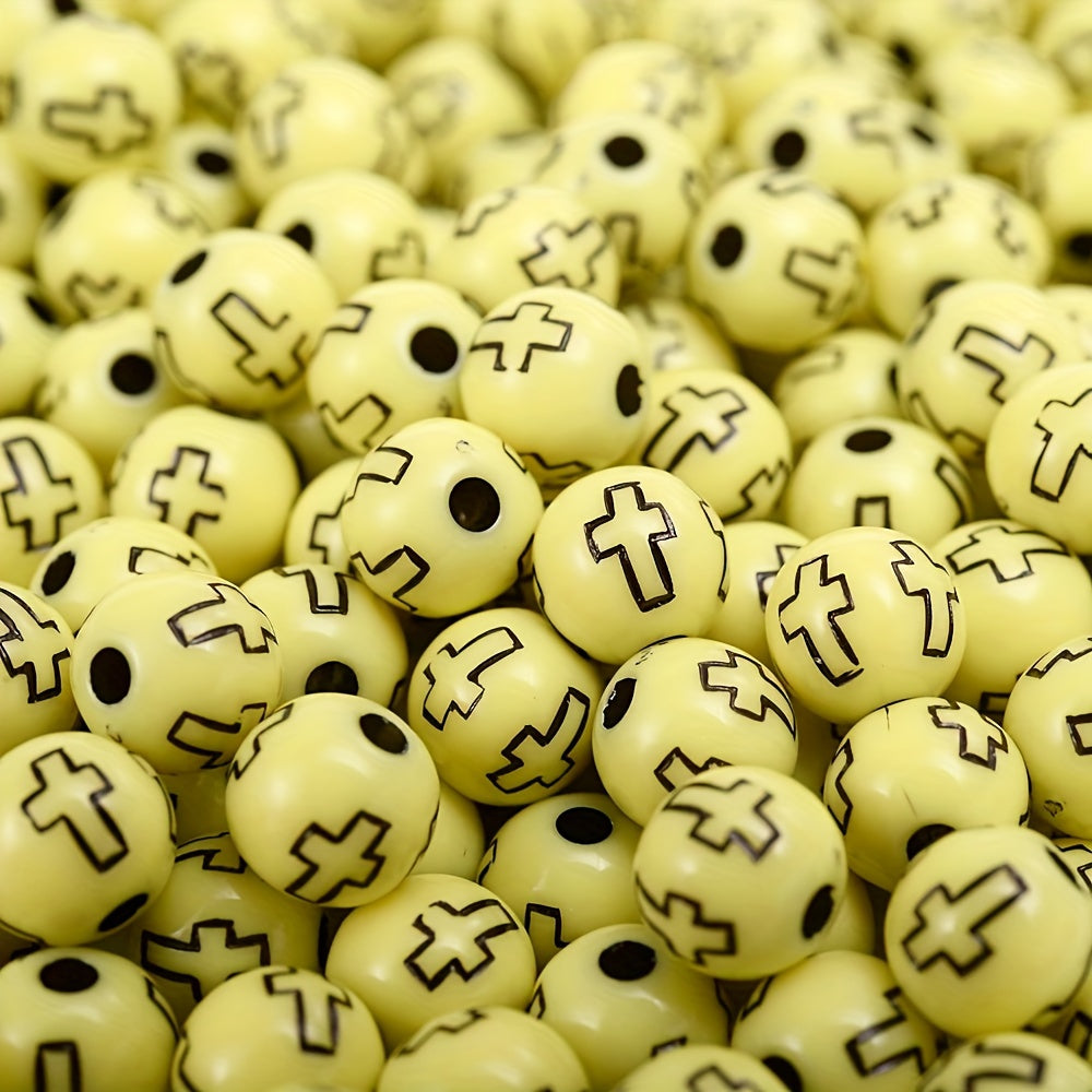 Round Cross Acrylic Beads