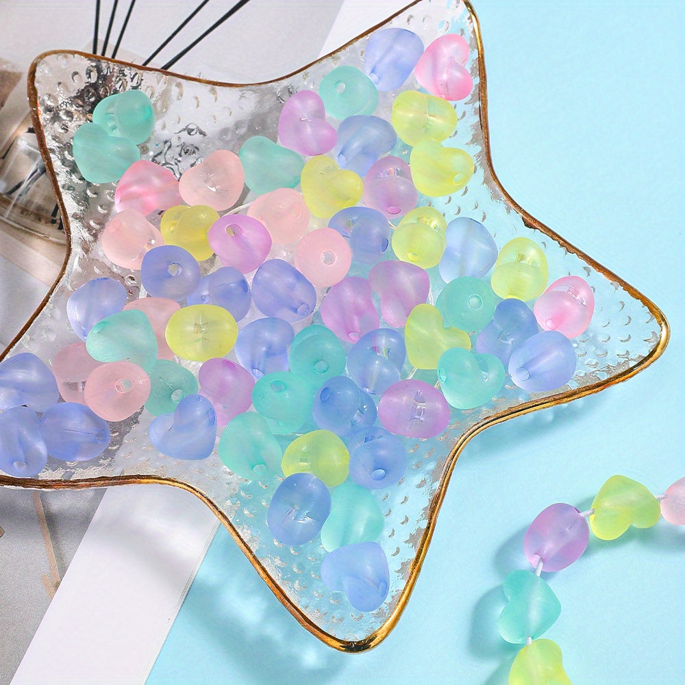 Transparent Matte Heart Acrylic Spacer Beads