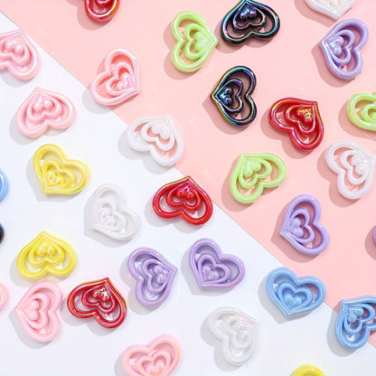 10PCS 23×30mm Three-Layer Heart Acrylic Bead Set