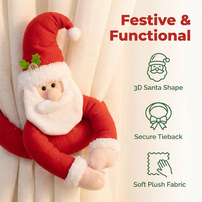2-Piece 22x52 cm Santa Claus Curtain Tiebacks