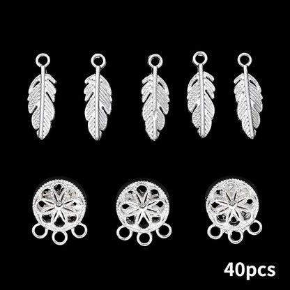 20/40/60PCS Boho Silver-Tone Dreamcatcher Charms & Spacer Beads