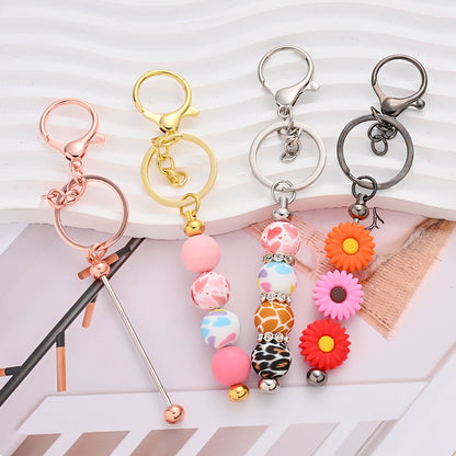 Golden Beadable Keychain Findings with Lobster Clasps