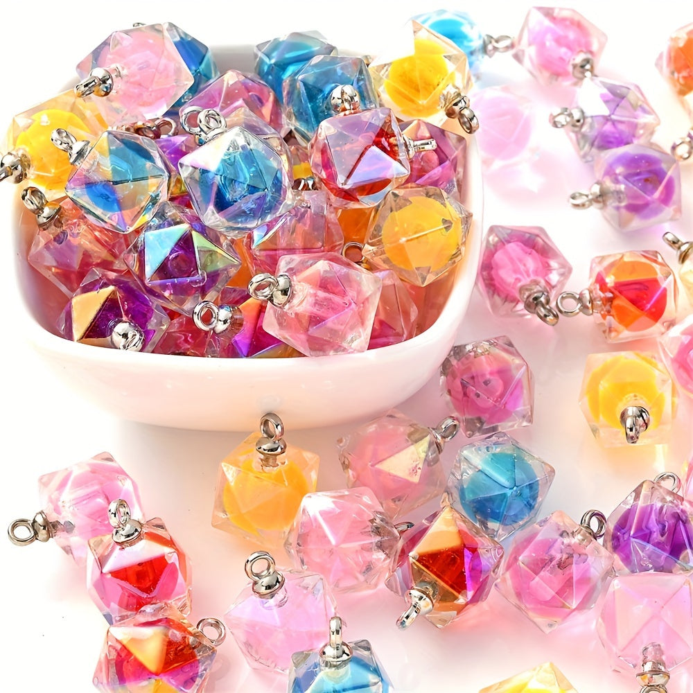 10PCS 21×16mm Polygonal Acrylic Pendant Set