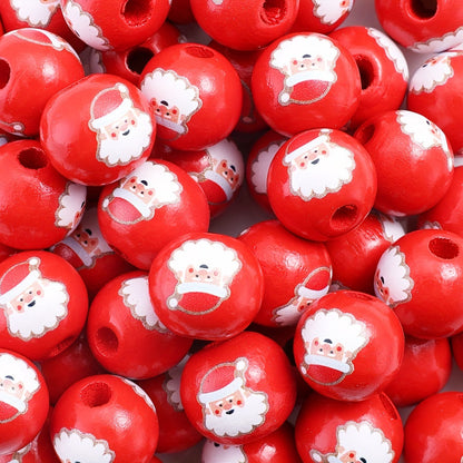 Christmas Wooden Pattern Beads