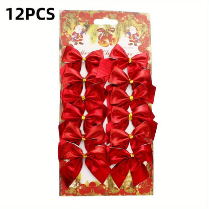 12-Piece Random Christmas Bow Polyester Decorations