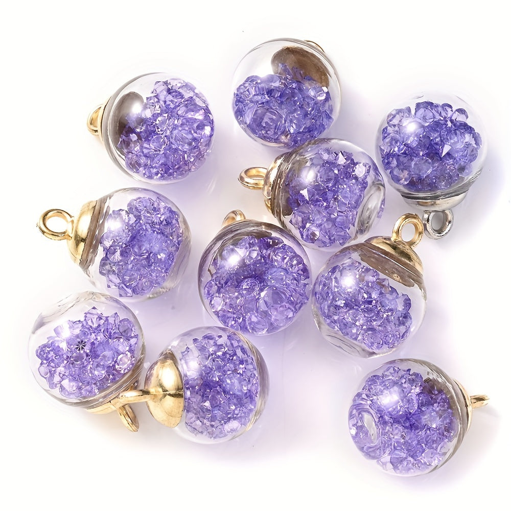Rhinestone Glass Ball Pendants