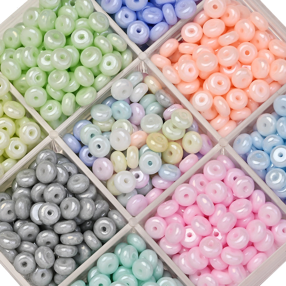 Macaron Flat Round Glass Spacer Beads