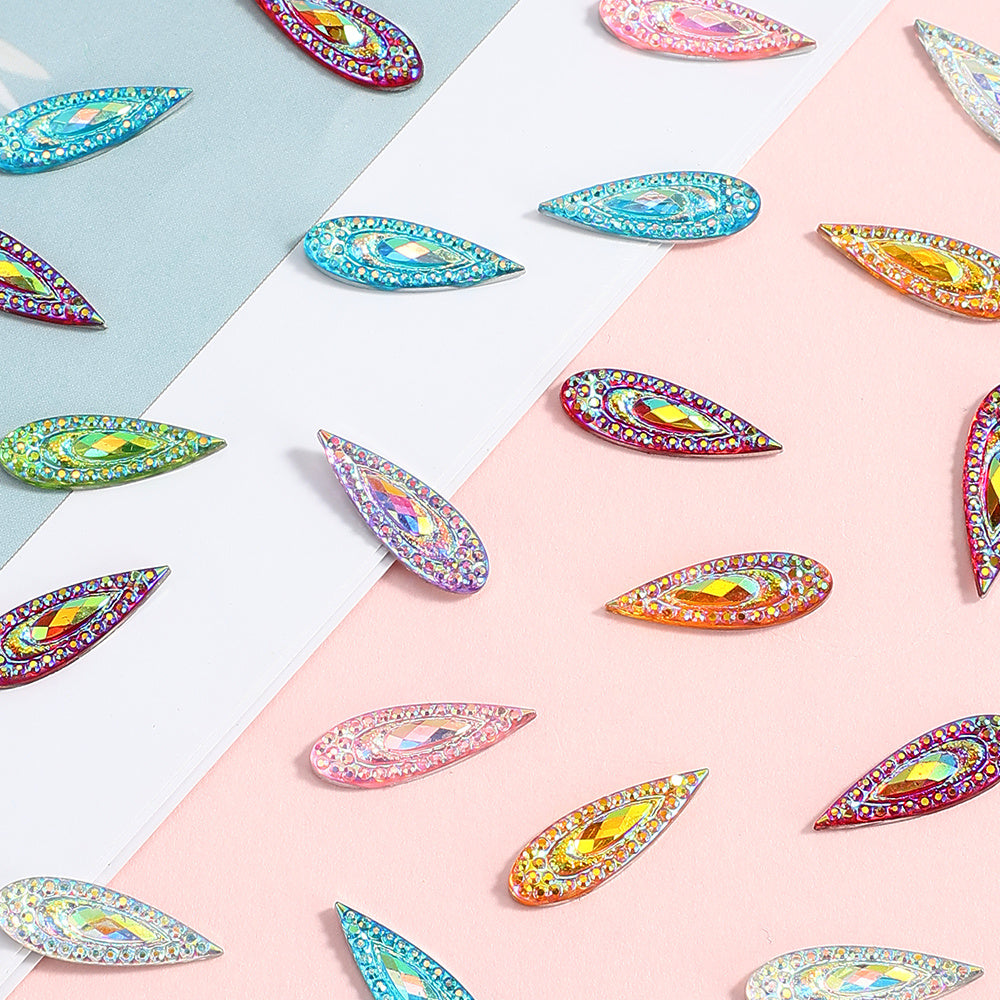 AB Iridescent Resin Teardrop Ornaments