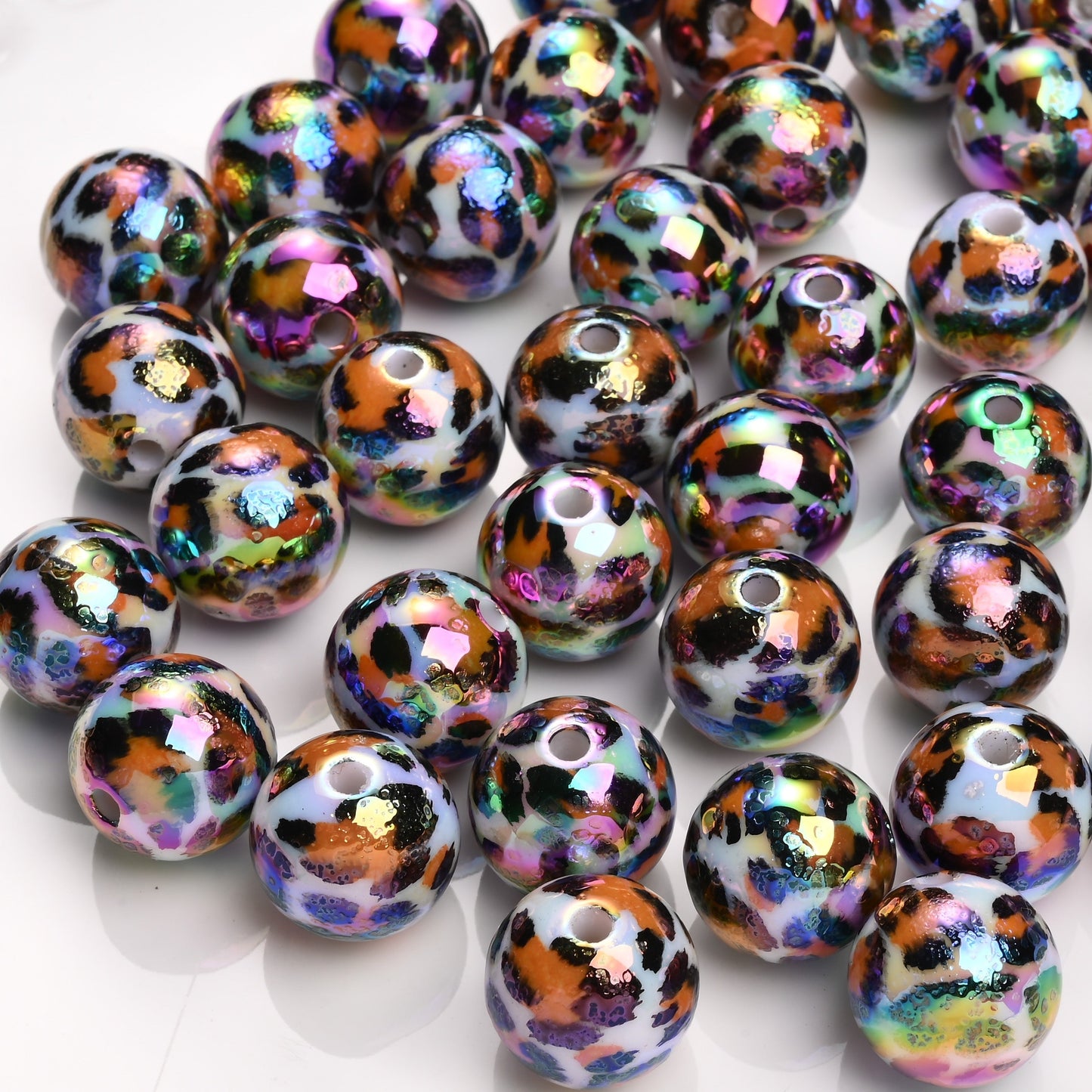 Shiny Leopard Print Acrylic Beads