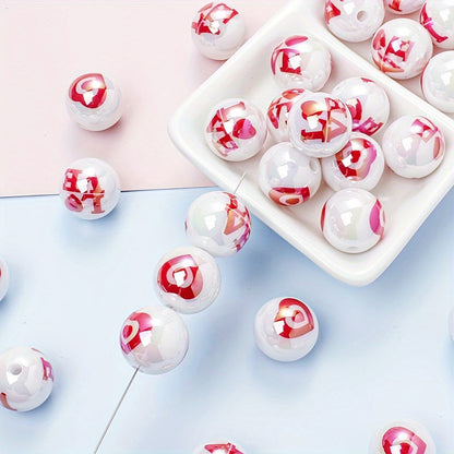 Red Romantic Round Acrylic Beads