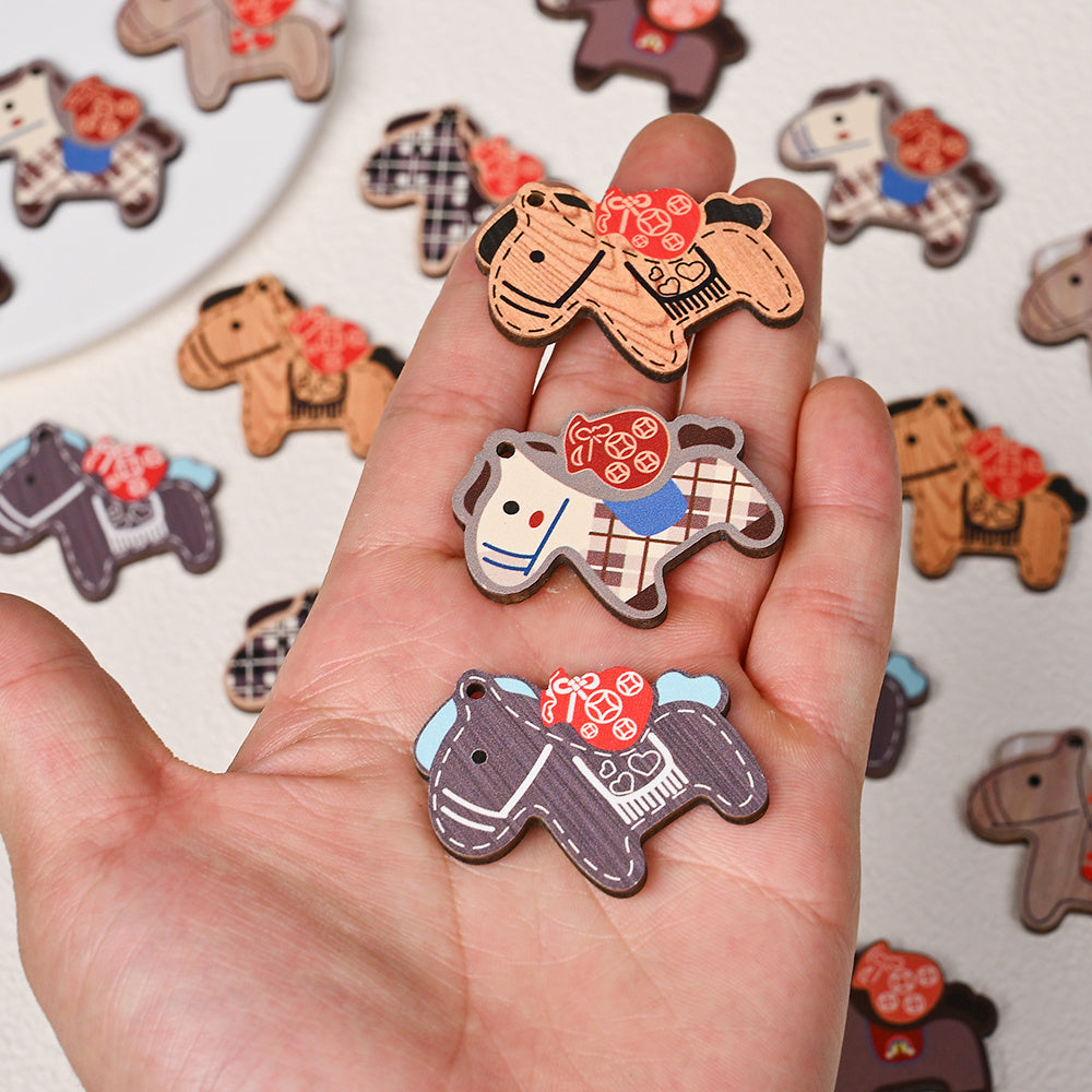 Lucky Horse Wooden Pendants