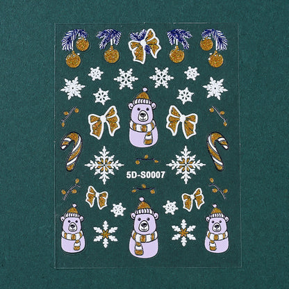 Christmas 5D Embossed Nail Art Stickers