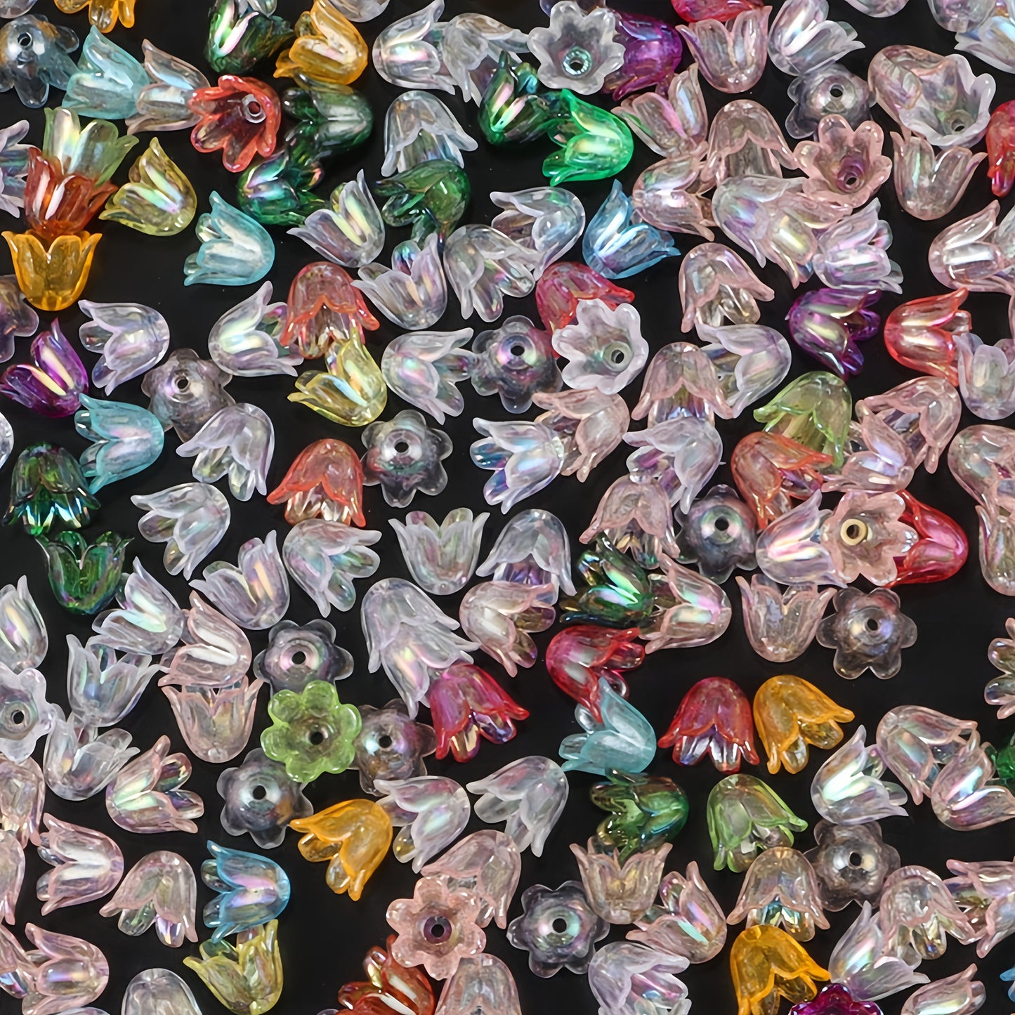 Shiny AB Trumpet Flower Beads