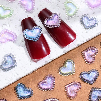 Glitter Lace Heart Resin Patches