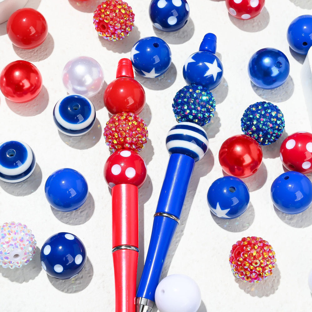 Patriotic Red White and Blue Acrylic Spacer Beads