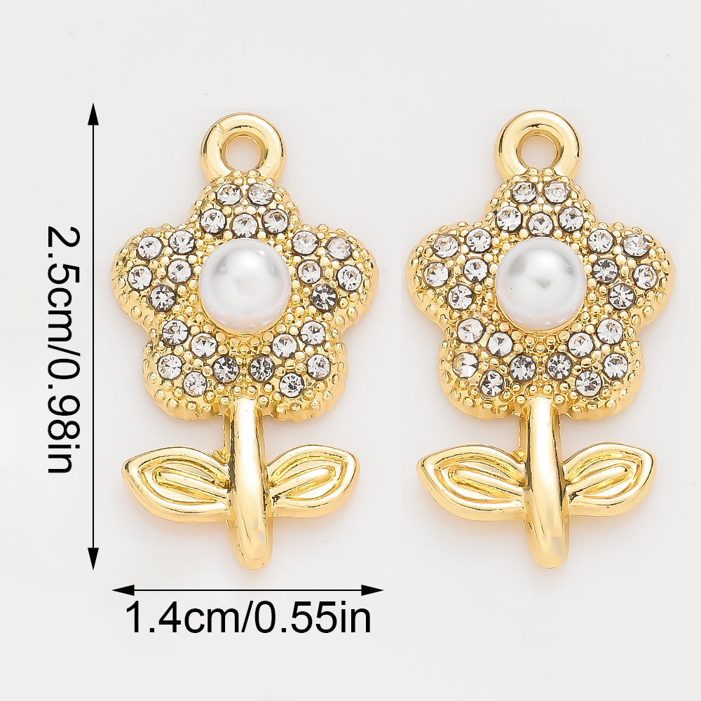 Sparkling Rhinestone Flower Pendant Charms