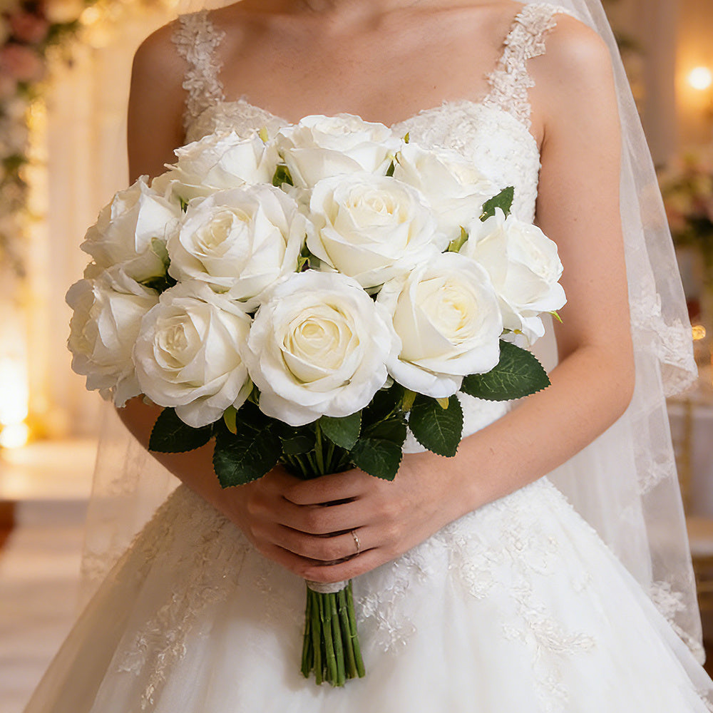 Artificial White Rose Bouquet
