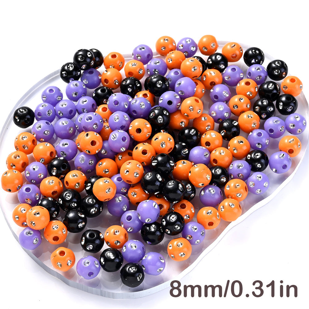 1000PCS 8mm Halloween Rhinestone Acrylic Bead Set