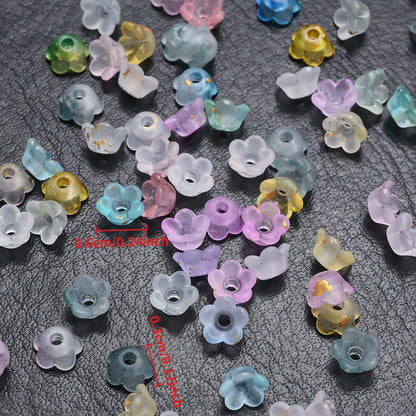 Vintage Bell Flower Base and Glass Bead Set