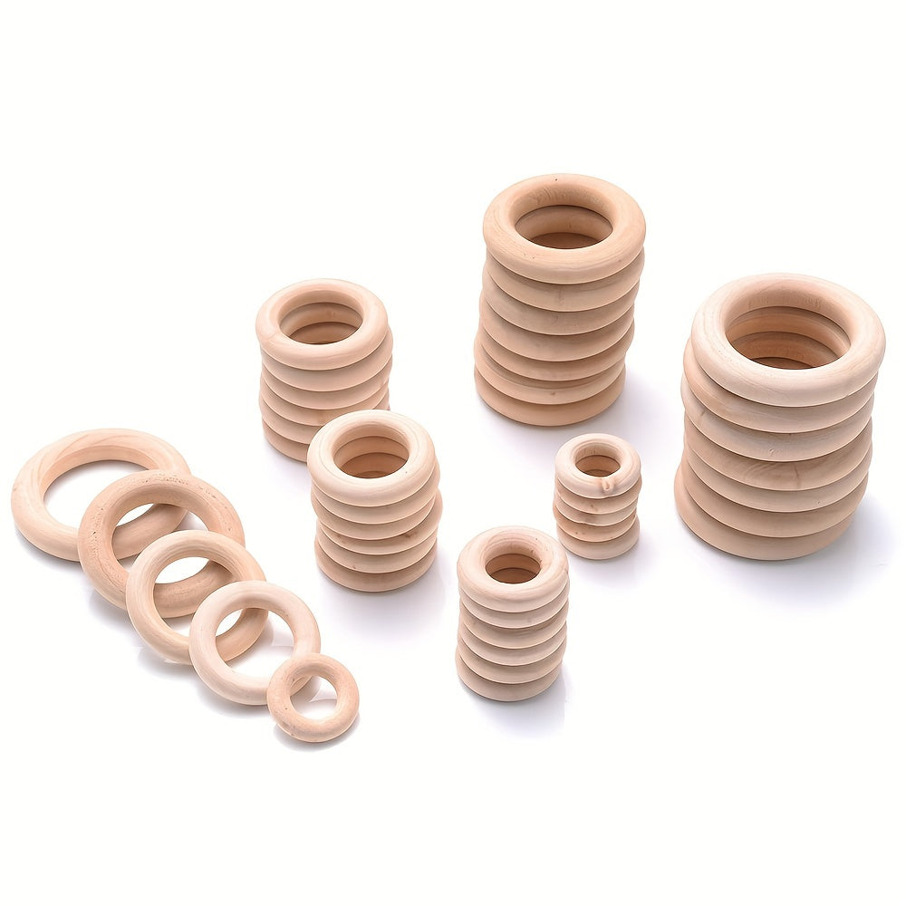 30PCS 15mm Natural Solid Wood Rings