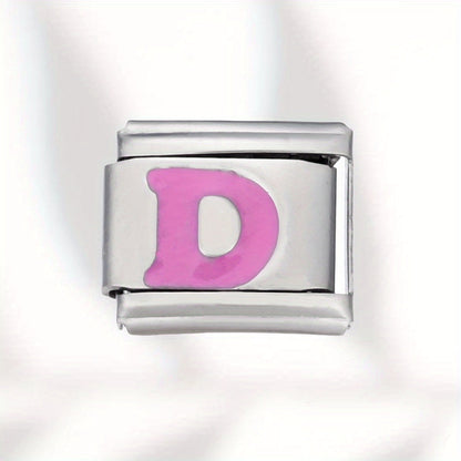 Pink Letter Stainless Steel Bead