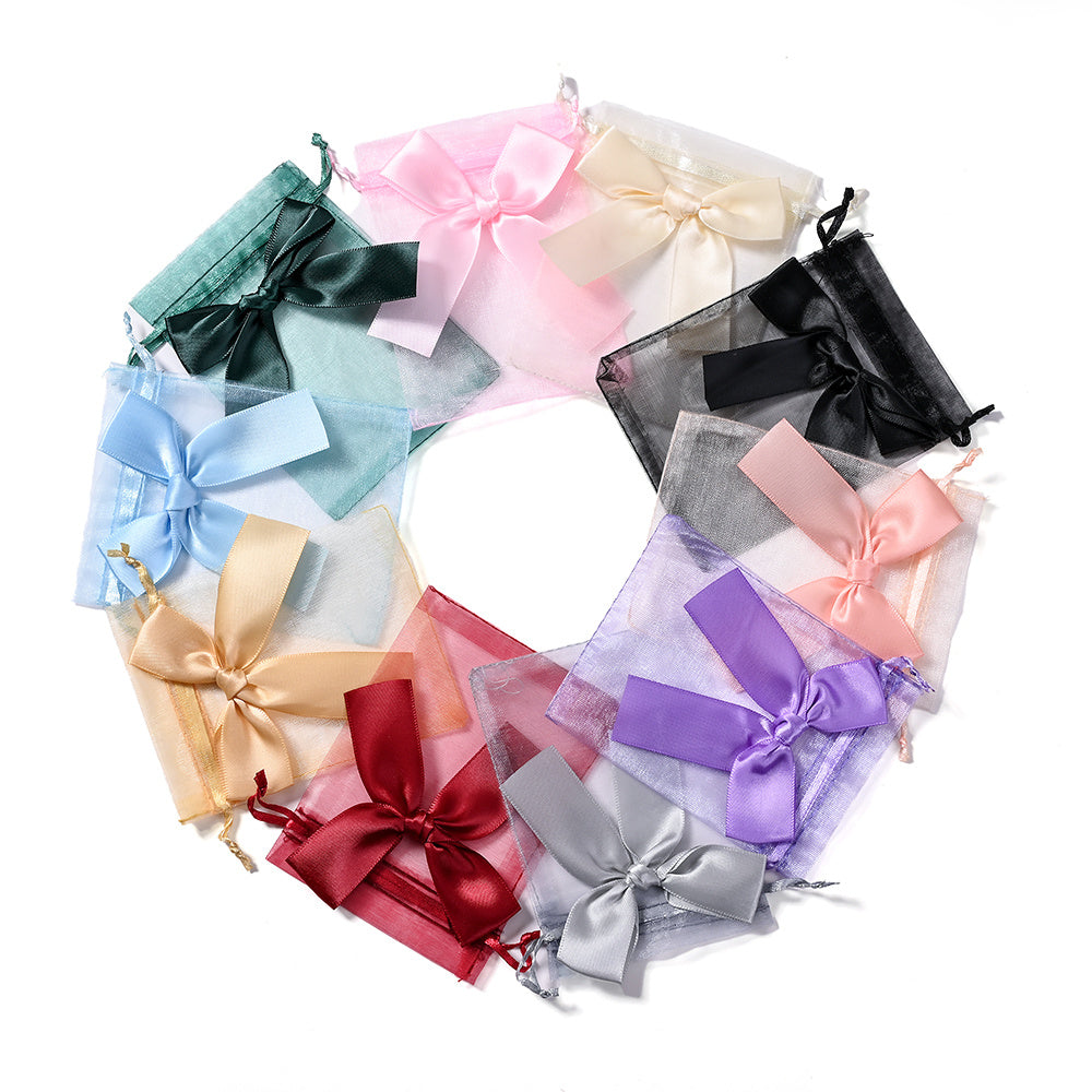 10PCS Organza Drawstring Gift Bag Set with Bowknot