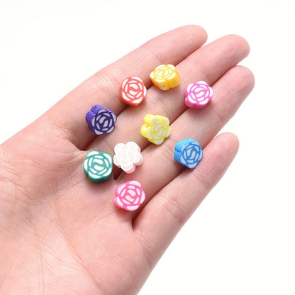 Mixed Rose Polymer Clay Spacer Beads