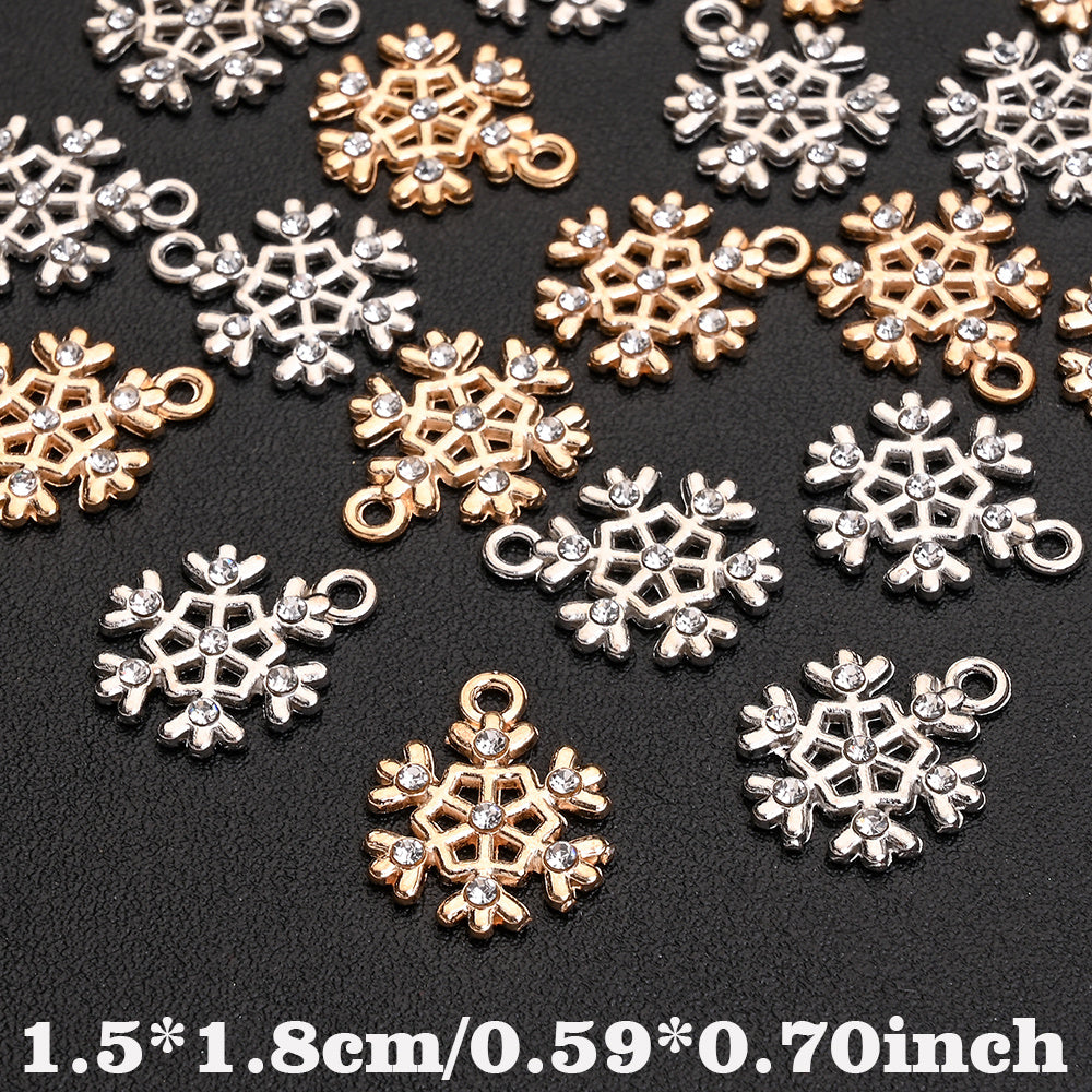 Christmas Rhinestone Snowflake Pendant Charms